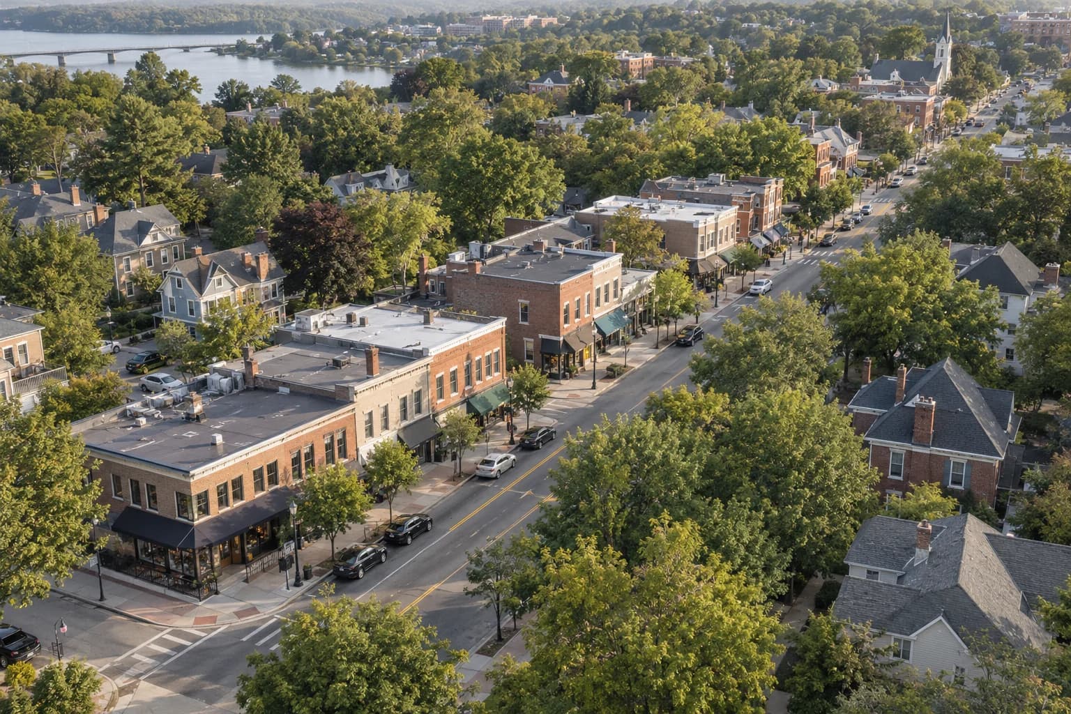 Neighborhood homes, independent shops, and the streets connecting a local market